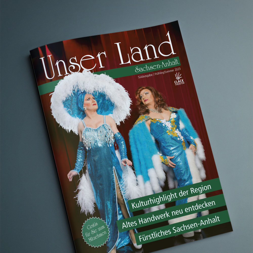 Unser Land Sachsen-Anhalt Heft Süd auf taubengrauen Hintergrund, gestaltet von der MaM