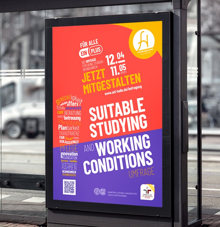 Haltestellen mit Werbeplakat